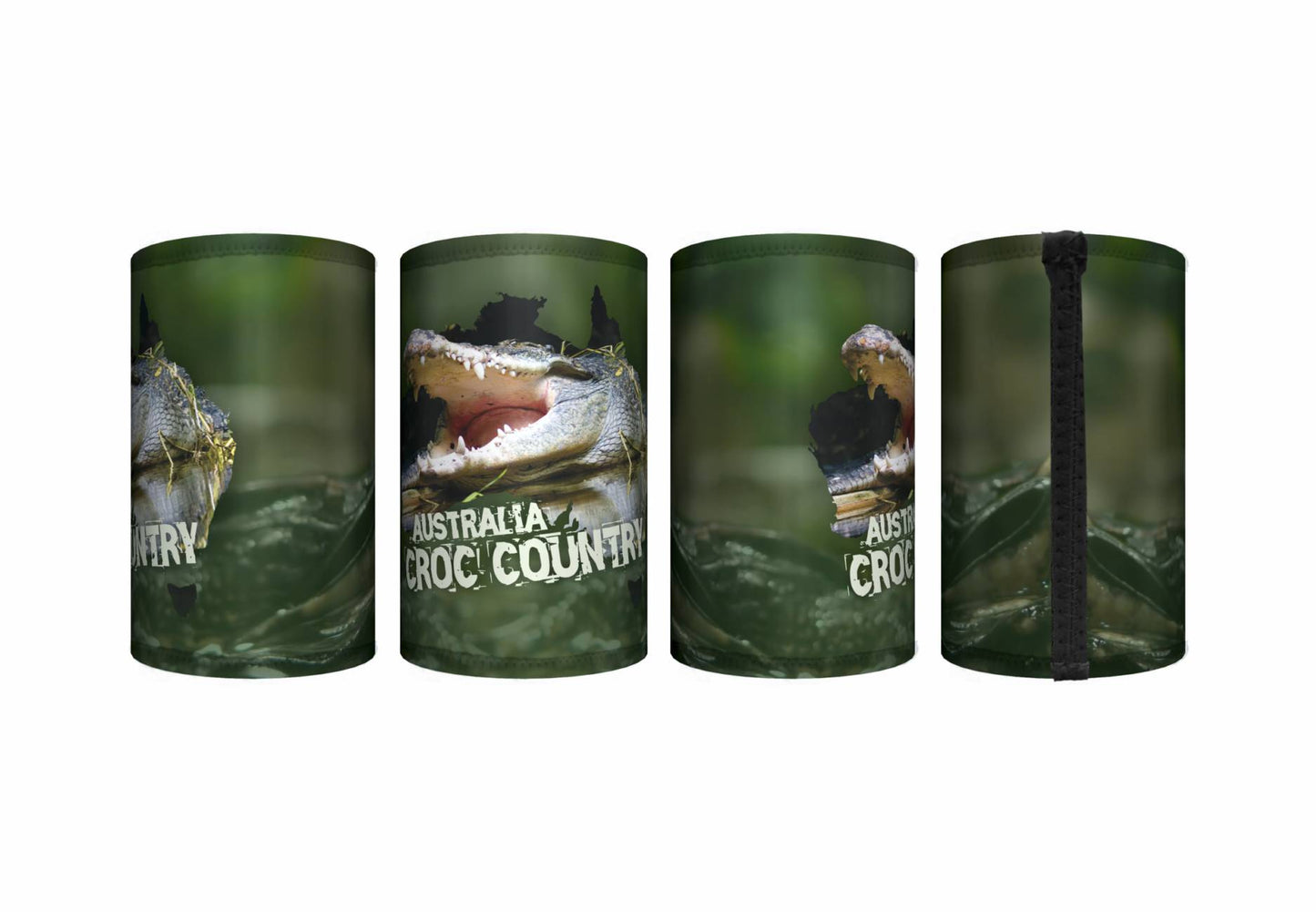 Croc Country Stubby Holder Pack of 4 Crocodile Drink Cooler Can Holder Neoprene Australia Aussie Green or Pink Croc Products - fair-dinkum-gifts