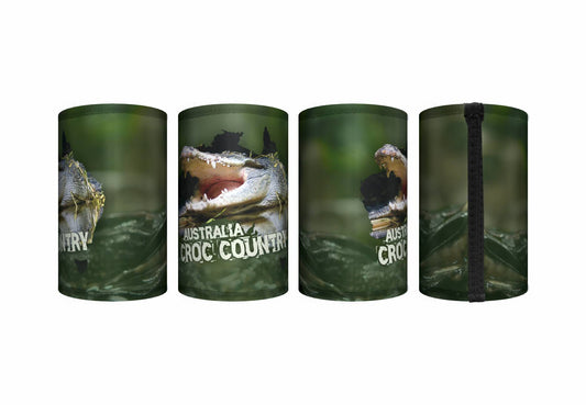 Croc Country Stubby Holder Pack of 4 Crocodile Drink Cooler Can Holder Neoprene Australia Aussie Green or Pink Croc Products - fair-dinkum-gifts