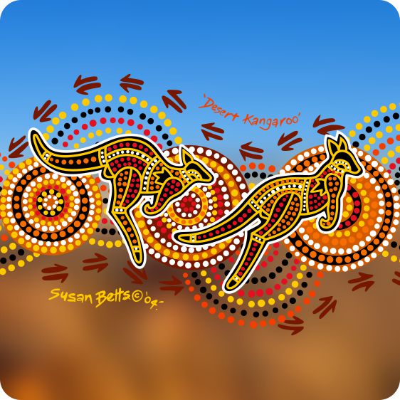 Aboriginal Ceramic Coasters - Set of 4