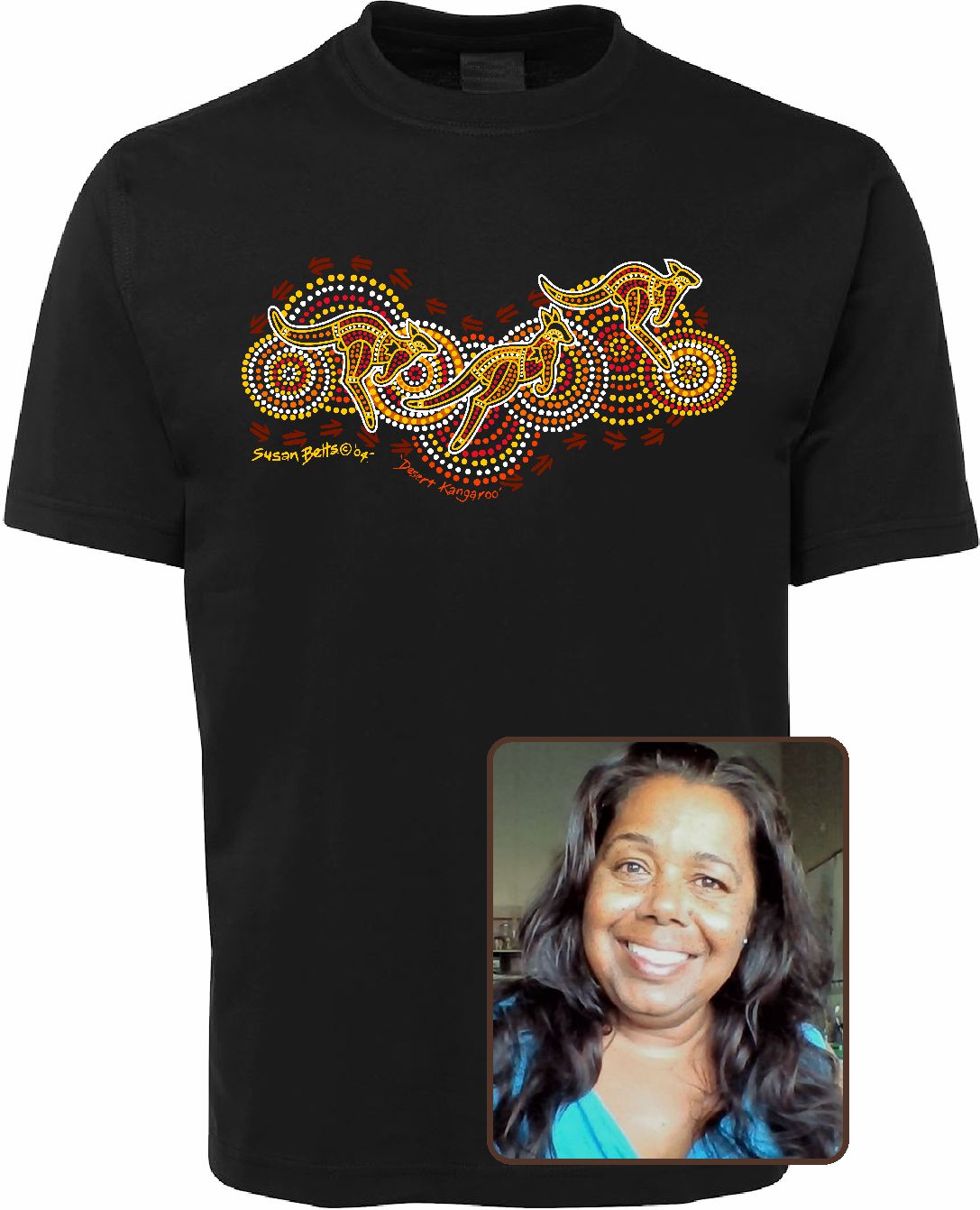 T Shirt ADULT Regular Fit - Susan Betts, Desert Kangaroo Design