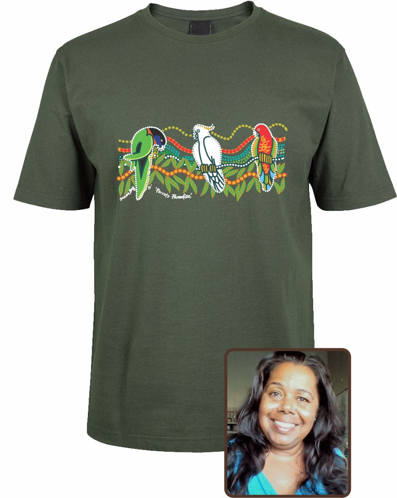 T Shirt ADULT Regular Fit - Susan Betts, Parrots Paradise Design