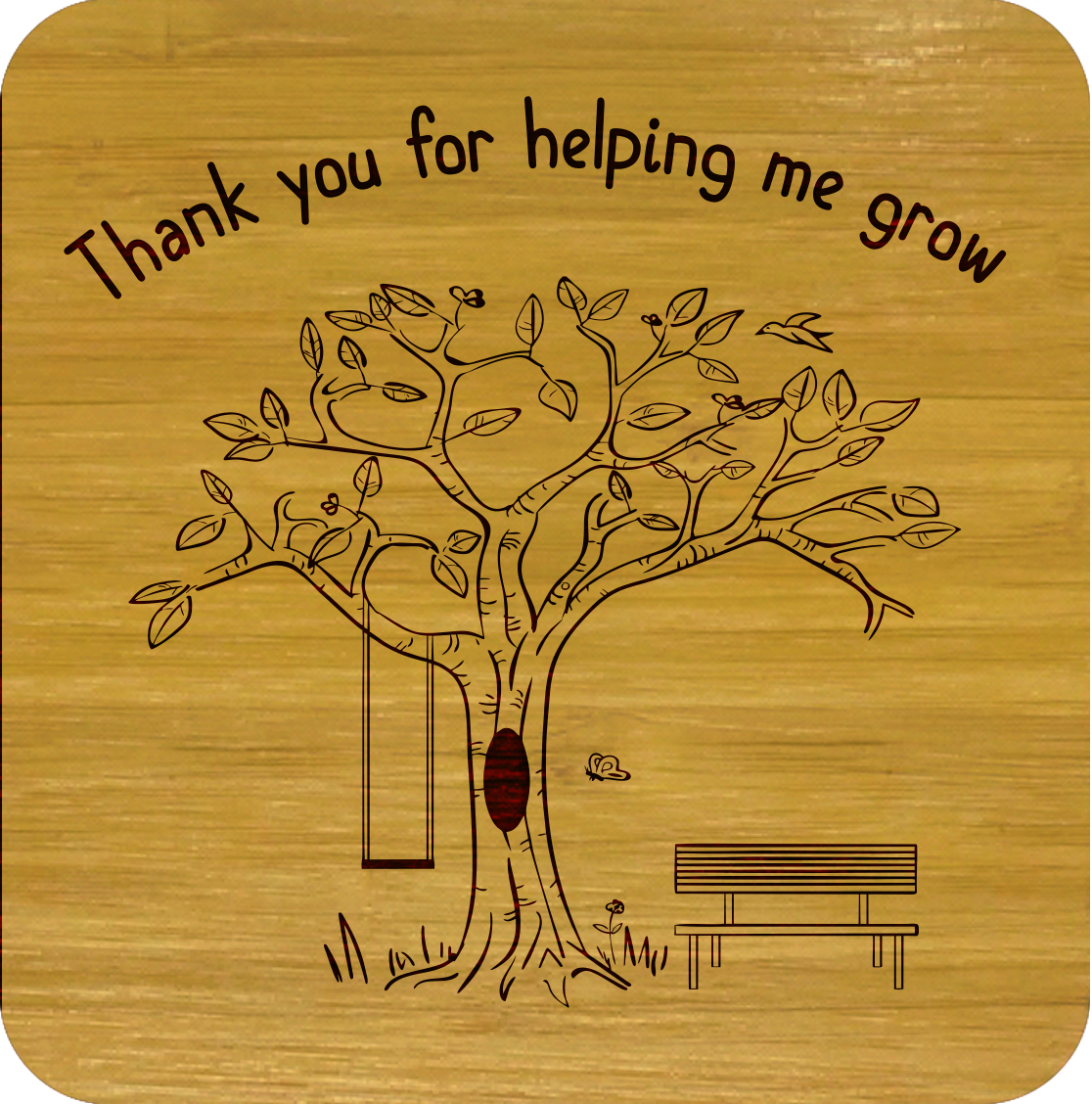 Teacher Thank You Gift Bamboo Coasters Set of 4 in box ECO Friendly - fair-dinkum-gifts