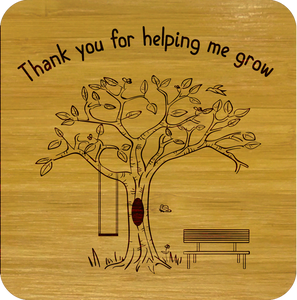 Teacher Thank You Gift Bamboo Coasters Set of 4 in box ECO Friendly - fair-dinkum-gifts