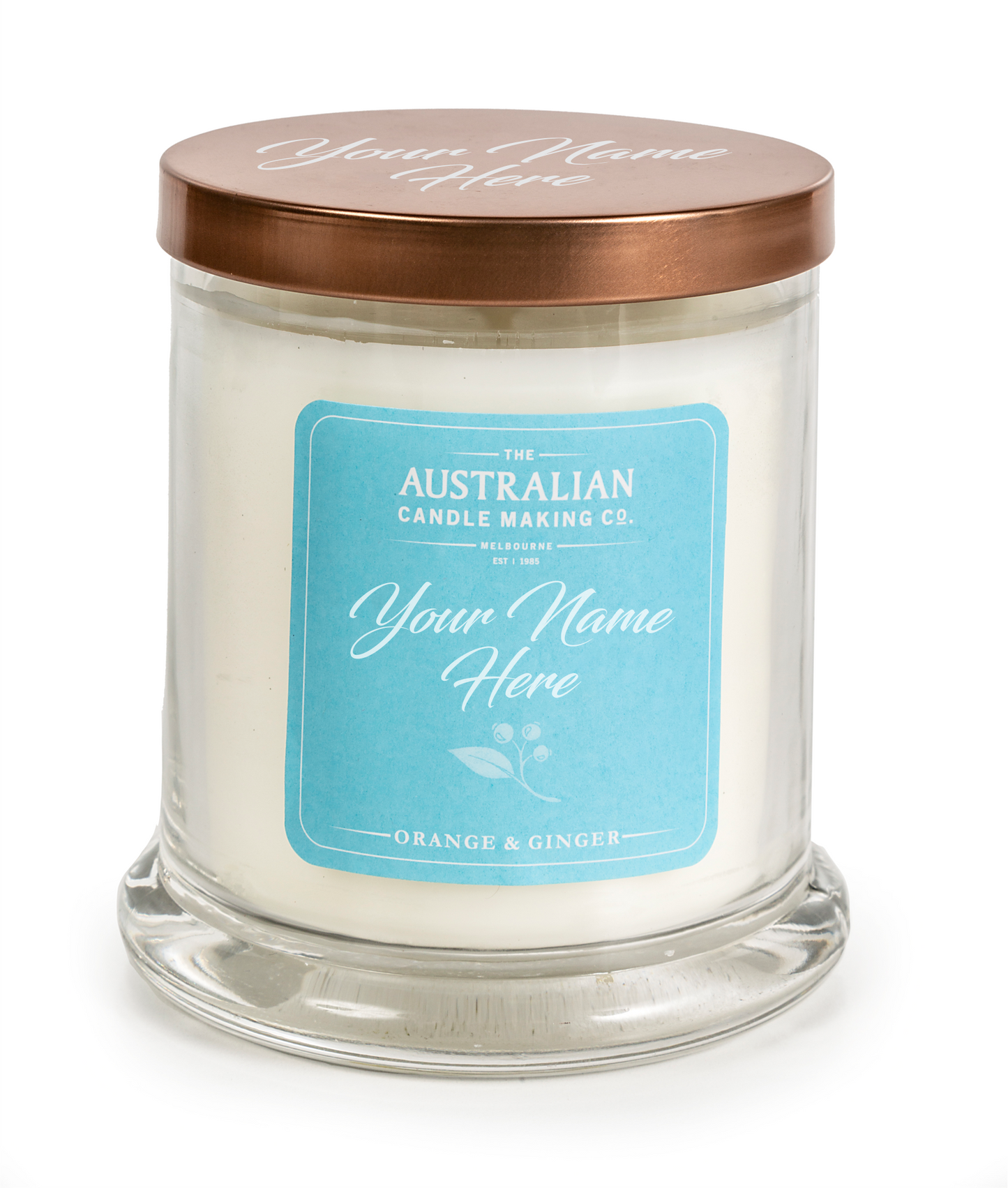 Personalised Scented Candle Gift Coloured Labels Customise Your Text - fair-dinkum-gifts