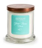Personalised Scented Candle Gift Coloured Labels Customise Your Text - fair-dinkum-gifts