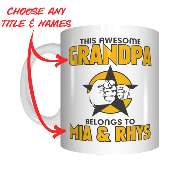 This Awesome Grandpa Belongs To Personalised Name Mug Gift For Grandfather Pop Nonno Pappou FDG07-92-26047 - fair-dinkum-gifts