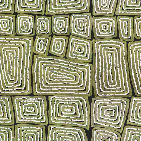 Gari Dari Aboriginal Pattern COTTON Fabric Per Metre - Thomas Tjapaltjarri Khaki