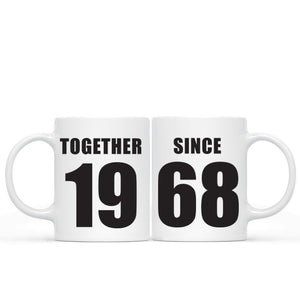 Together Since 1968 Any Year Personalised Anniversary Mugs Double Set Coffee Mugs Anniversary Gift - fair-dinkum-gifts