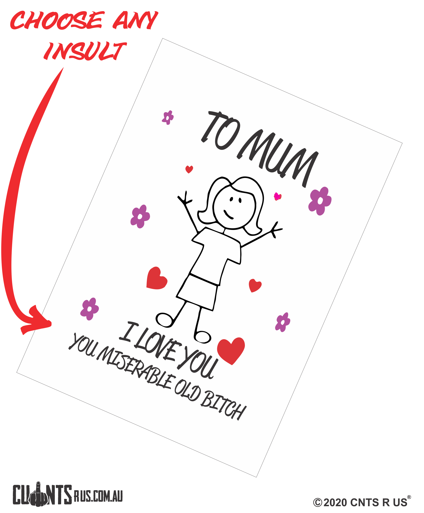 To Mum I Love You Miserable Old Bitch Mother's Day Cotton Teatowel CRU03-03-14016 - Fair Dinkum Gifts