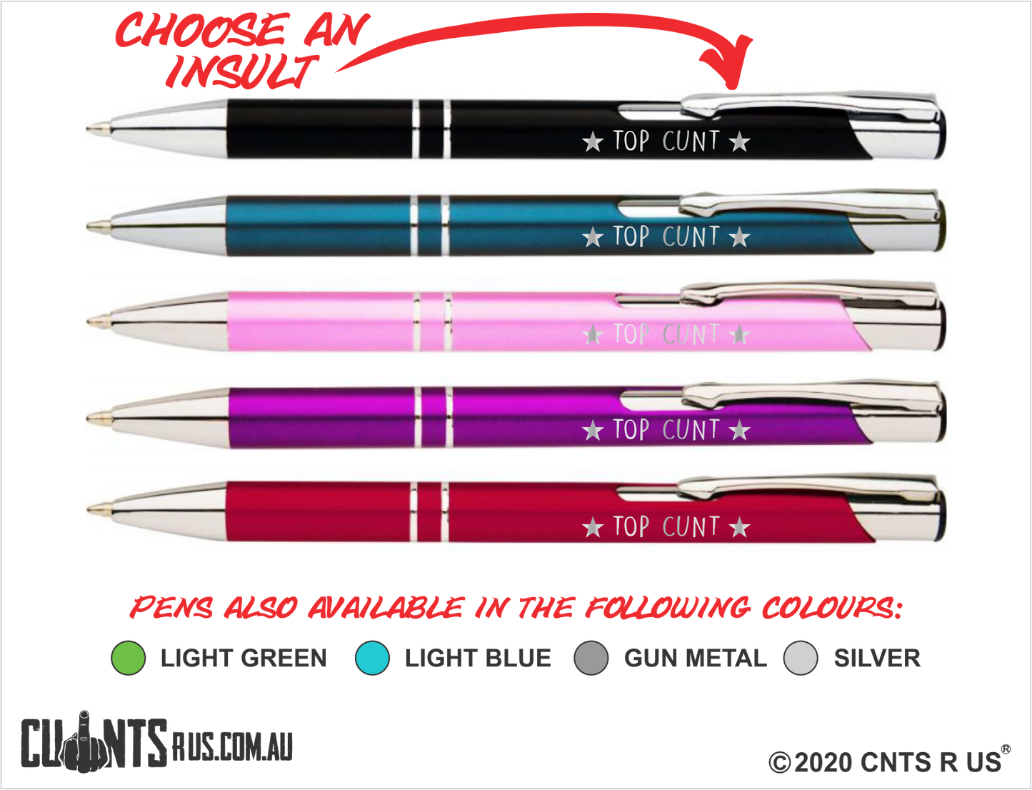 Top Cunt Metal Laser Engraved Pens - CRU10-PG14-13013