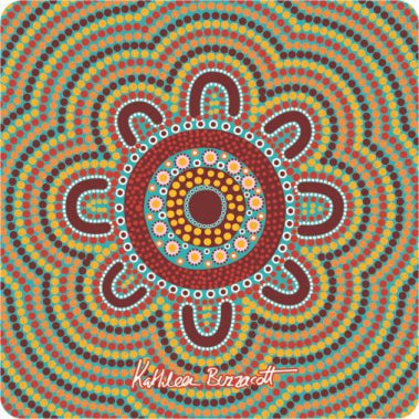 Cork Square Coaster Set with Aboriginal Designs