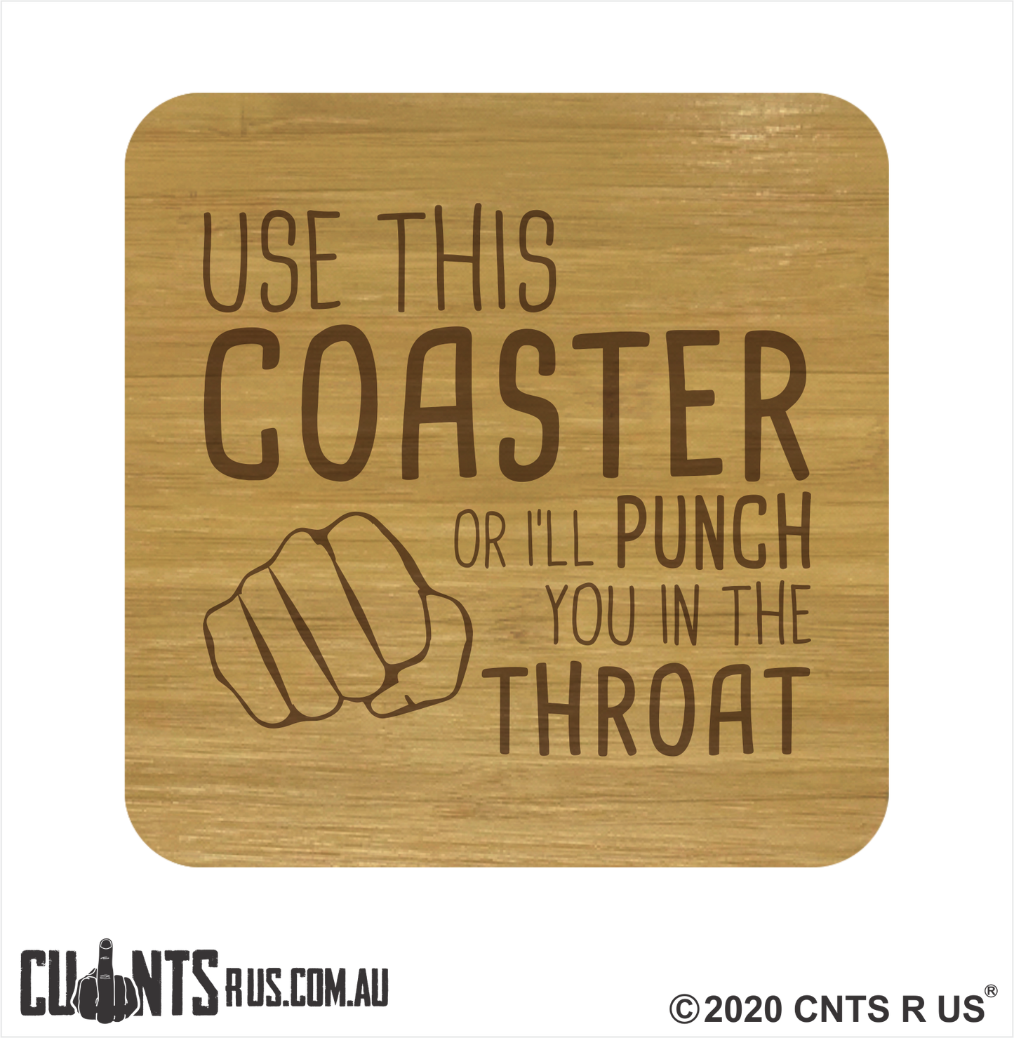 MIXED Set of 4 Rude Bamboo Coasters - fair-dinkum-gifts