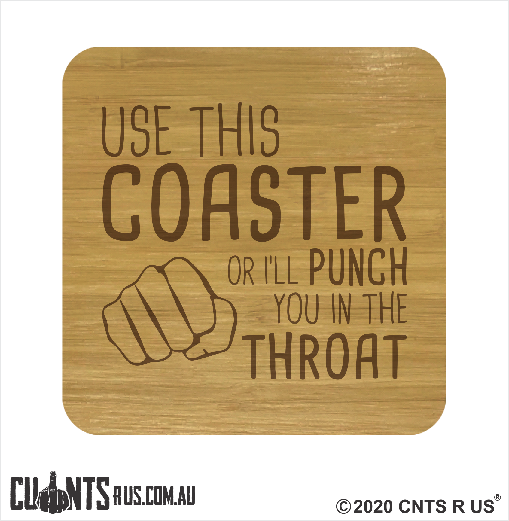MIXED Set of 4 Rude Bamboo Coasters - fair-dinkum-gifts