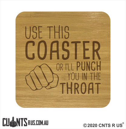 MIXED Set of 4 Rude Bamboo Coasters - fair-dinkum-gifts