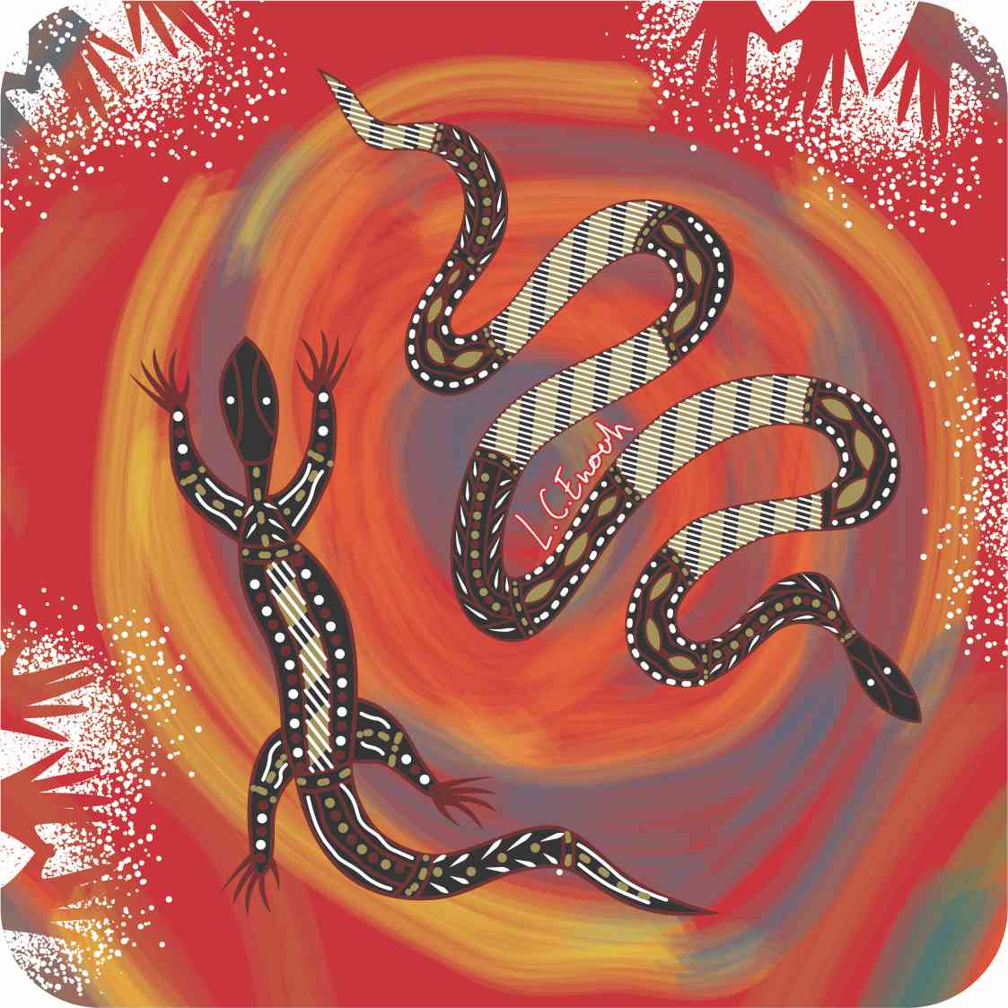 Aboriginal Ceramic Coasters - Set of 4