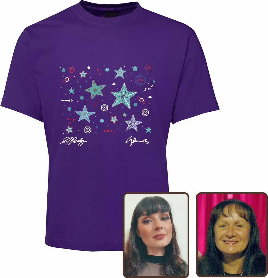 T Shirt ADULT Regular Fit - Wendy and Alisha Pawley, Dreamtime Stars Design