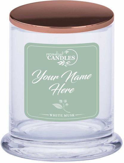 Personalised Scented Candle Gift Coloured Labels Customise Your Text