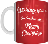 Wishing You A Merry Christmas Red Or White/Gold Mug Xmas Reindeer Coffee Mug Gift - fair-dinkum-gifts
