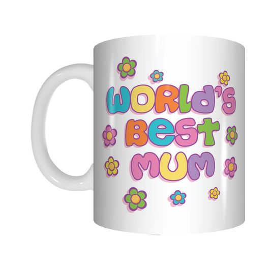 World's Best Mum Coffee Mug Mothers Day GIFT Colourful Flowers - fair-dinkum-gifts