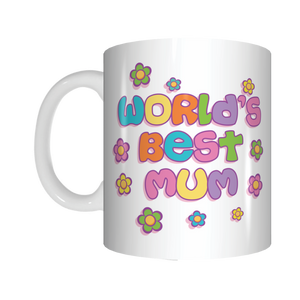 World's Best Mum Coffee Mug Mothers Day GIFT Colourful Flowers - fair-dinkum-gifts