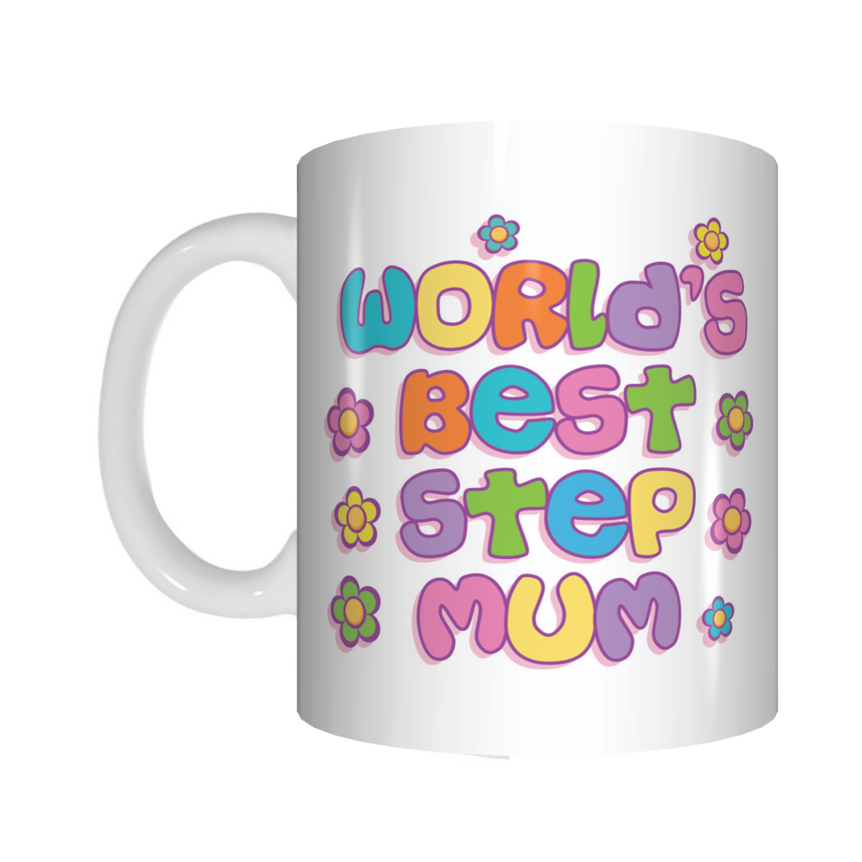 World's Best Stepmum Coffee Mug Mothers Day GIFT Colourful Flowers - fair-dinkum-gifts