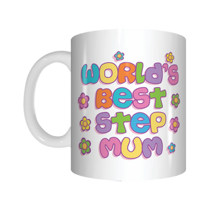 World's Best Stepmum Coffee Mug Mothers Day GIFT Colourful Flowers - fair-dinkum-gifts