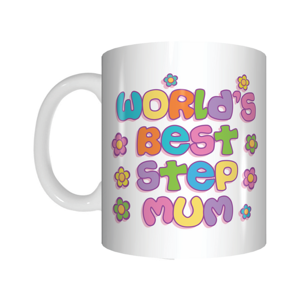 World's Best Stepmum Coffee Mug Mothers Day GIFT Colourful Flowers - fair-dinkum-gifts