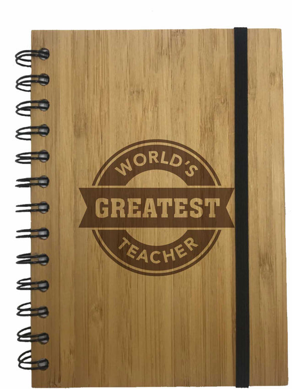 Teacher Gift Eco Friendly Bamboo Notebook - World's Greatest Teacher