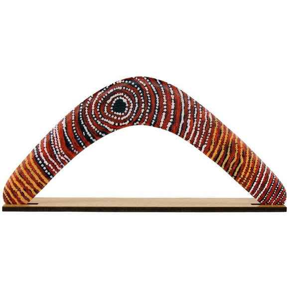 Australian made Boomerang featuring western desert art