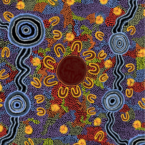 Women Gathering at Waterholes Aboriginal Pattern COTTON Fabric Per Metre
