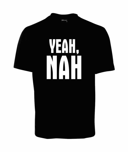 YEAH, NAH MEN'S AUSSIE SLOGAN T-SHIRT BLACK UNISEX FDG01-1HT-23035