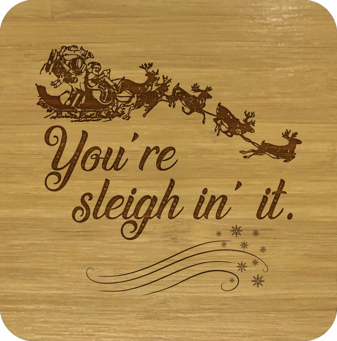 Christmas Gift Bamboo Coasters Set of 4 in box ECO Friendly Merry Xmas - fair-dinkum-gifts