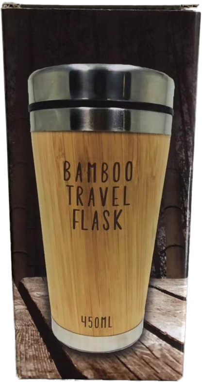 Personalised Bamboo Travel Mug Flask 450ml Gift Eco Friendly Stainless Steel Customised - fair-dinkum-gifts