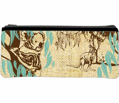 Small Neoprene Pencil Case Stationery or Make Up Bag Australian Travel Case Aussie Design - fair-dinkum-gifts