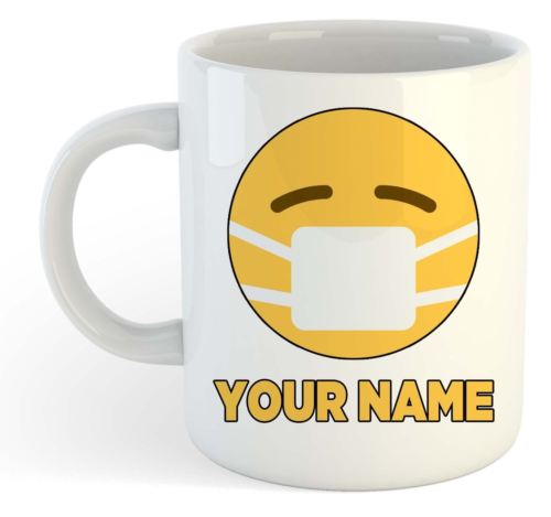 Quarantine Mug Personalised Name Coffee Mug Mask Emoji Office Gift - fair-dinkum-gifts