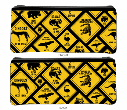 Small Neoprene Pencil Case Stationery or Make Up Bag Australian Travel Case Aussie Design - fair-dinkum-gifts