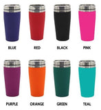 Personalised Rubber Coated Travel Mug LARGE 475ml Gift Cup Choose Your Colour